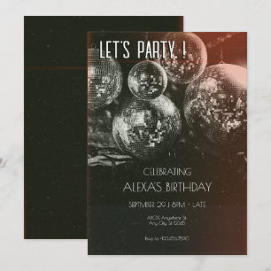 Invitation Anniversaire du boule Disco Retro