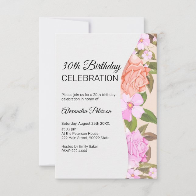 Invitation Anniversaire du Bouquet floral (Devant)