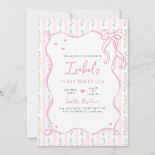 Invitation Anniversaire du Bow rose