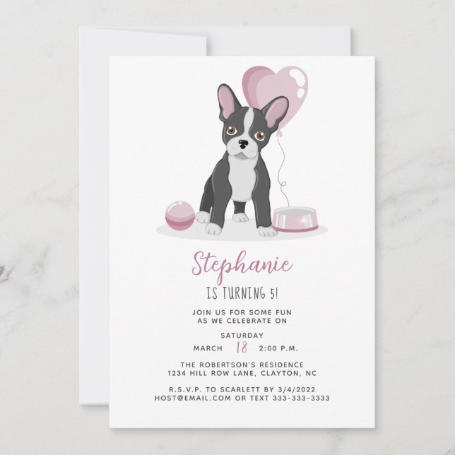 Invitation Anniversaire du Bulldog français (Devant)