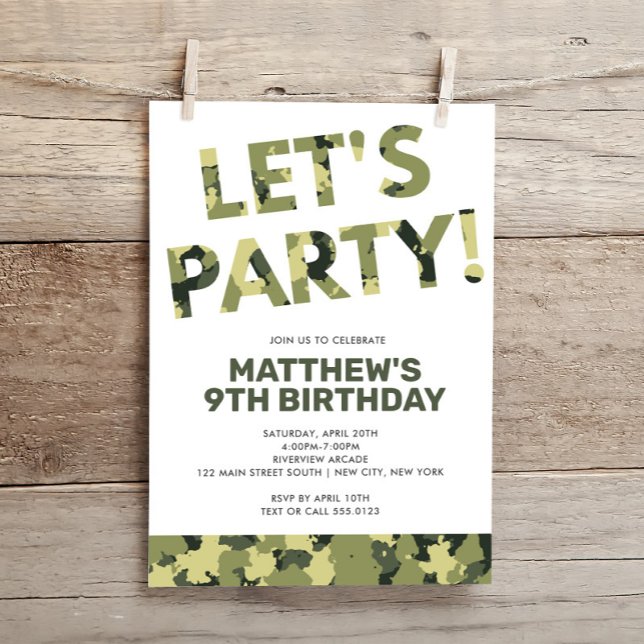 Invitation Anniversaire du Camouflage, Faisons la fête Camo V (Créateur téléchargé)