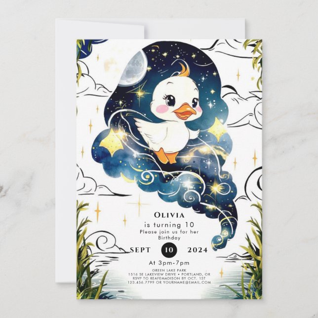 Invitation Anniversaire du canard simple (Devant)