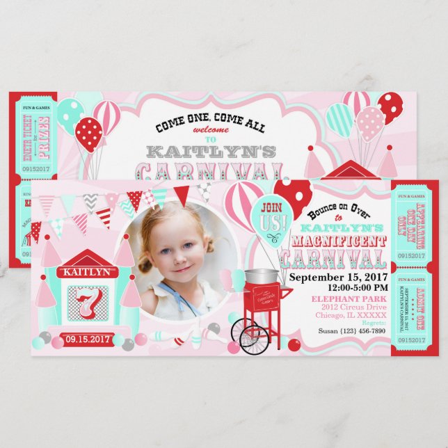 Invitation Anniversaire du Carnaval de la Maison de Bounce Ro (Devant / Derrière)