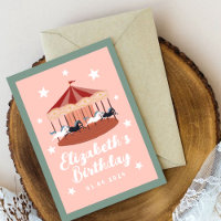 Anniversaire du carrousel rose aquarelle
