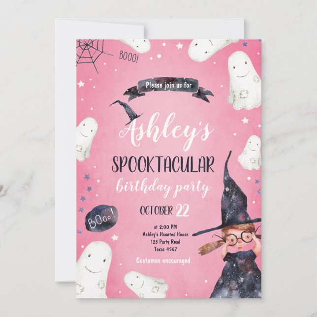 Invitation Anniversaire du Casquette de sorcière de Spooktacu (Devant)