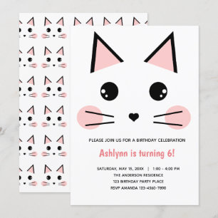 Invitation Anniversaire du chat Kitty Rose