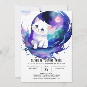 Invitation Anniversaire du chat magique Boho