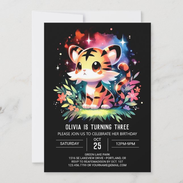 Invitation Anniversaire du château de Boho Tiger (Devant)