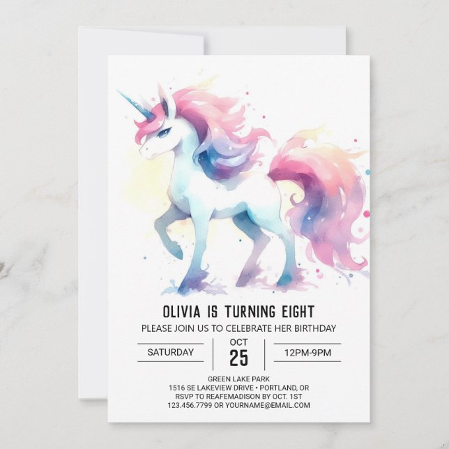 Invitation Anniversaire du Cheval Éditable Enchanté (Devant)