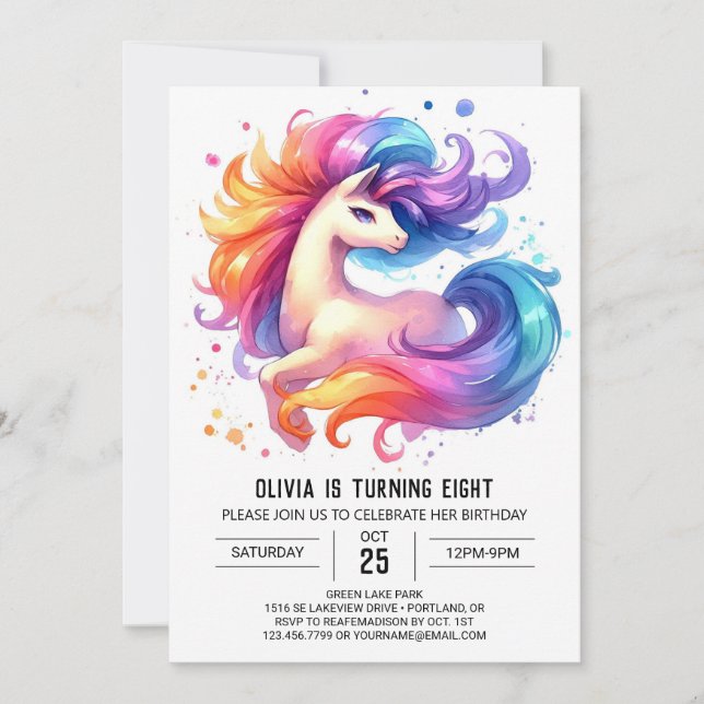 Invitation Anniversaire du cheval numérique enchanté (Devant)