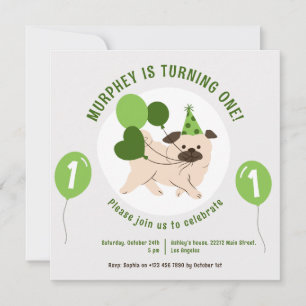 Invitation Anniversaire Du Chien Et Des Ballons Ve