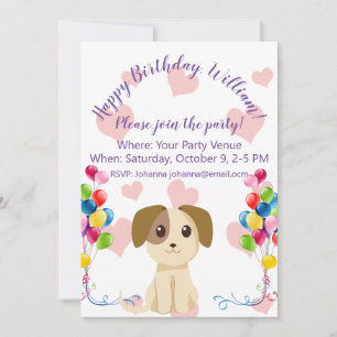 Invitation Anniversaire du chiot doux