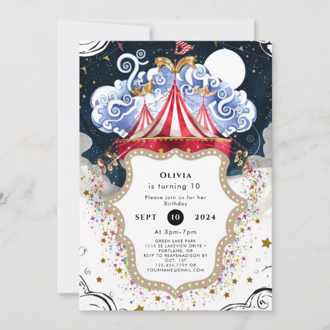 Invitation Anniversaire du cirque magique (Devant)