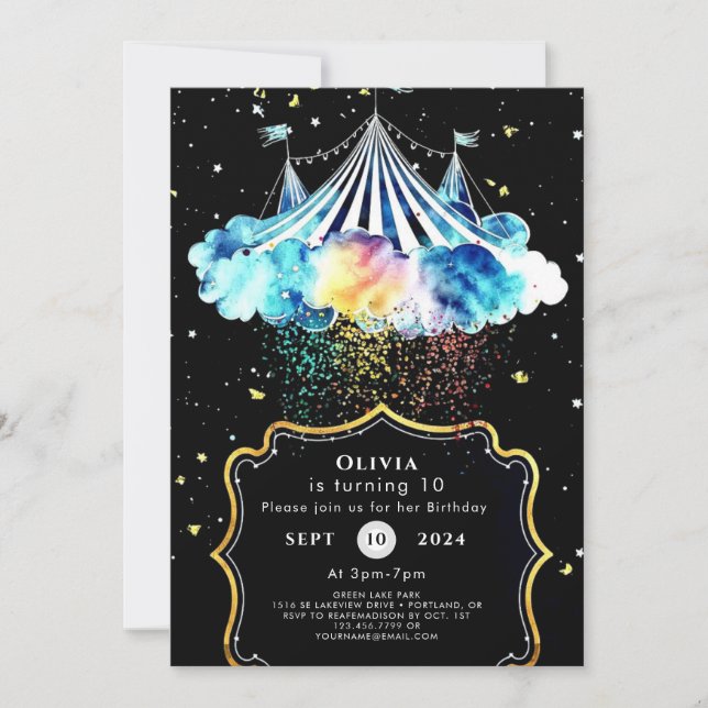 Invitation Anniversaire du cirque magique Boho (Devant)