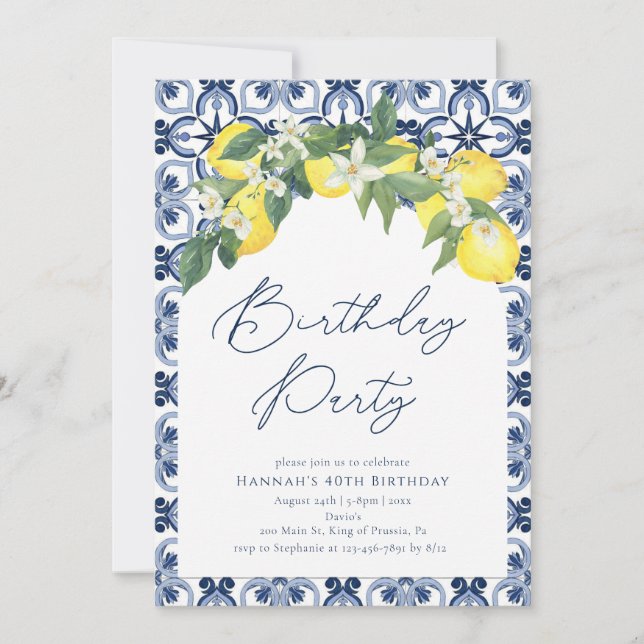 Invitation Anniversaire du citron méditerranéen Positano (Devant)