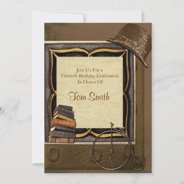 Invitation Anniversaire du collage Vintage Steampunk (Devant)