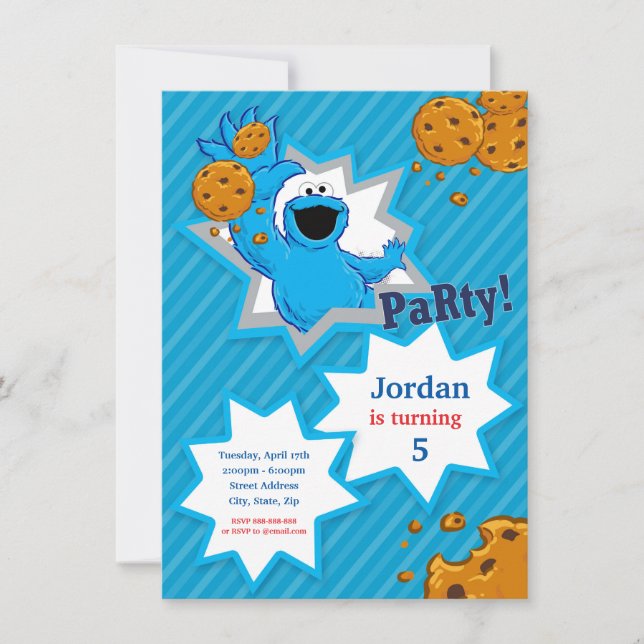 Invitation Anniversaire du Cookie Monster (Devant)