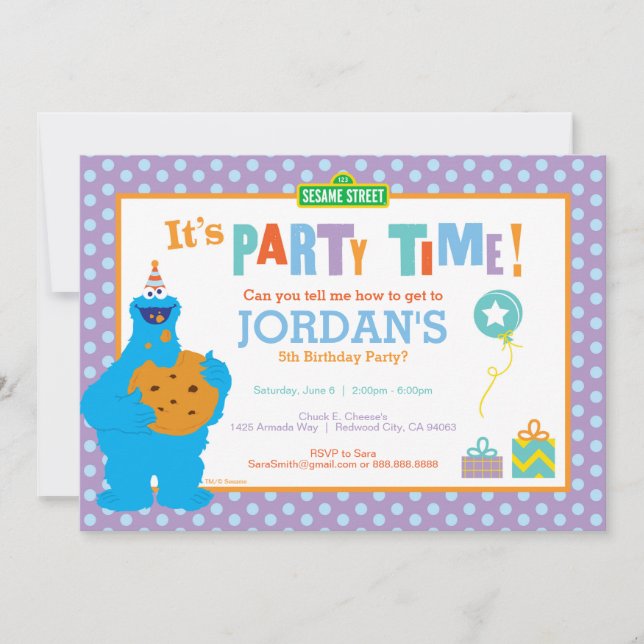 Invitation Anniversaire du Cookie Monster (Devant)