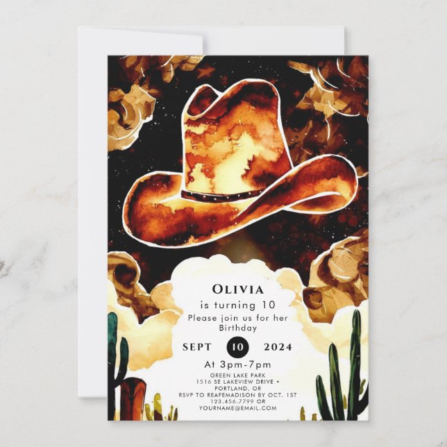 Invitation Anniversaire du Cowboy coloré (Devant)