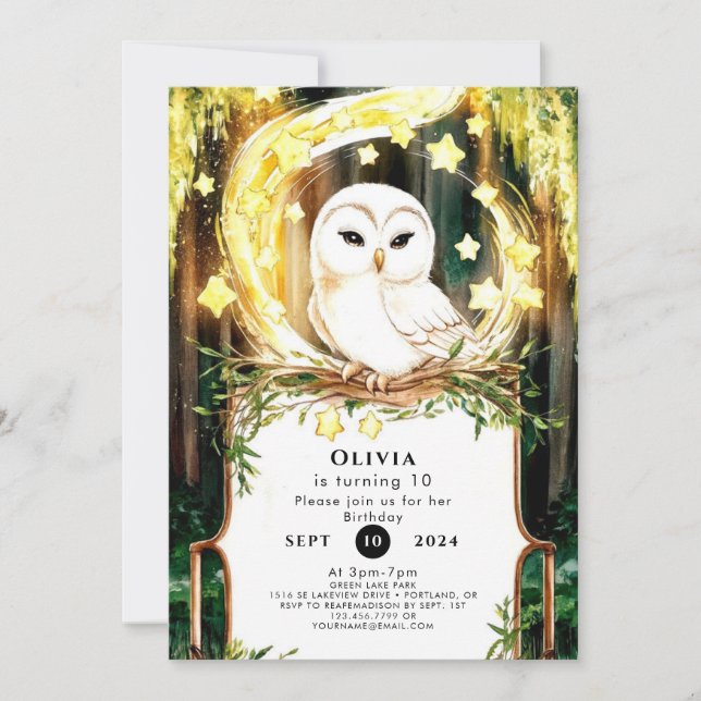 Invitation Anniversaire du Cute Pastel Owl (Devant)