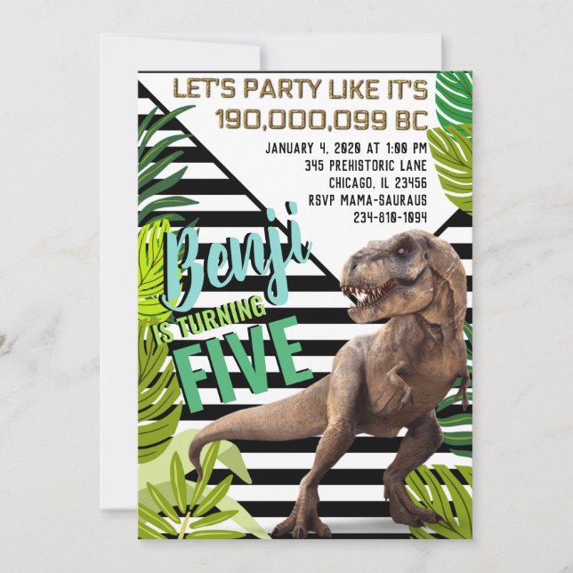 Invitation Anniversaire du dinosaure moderne (Devant)