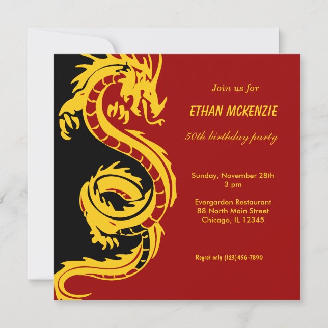Invitation Anniversaire du dragon (Devant)