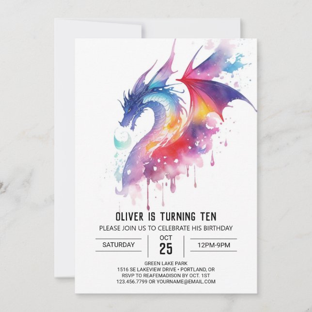 Invitation Anniversaire du dragon enchanté (Devant)