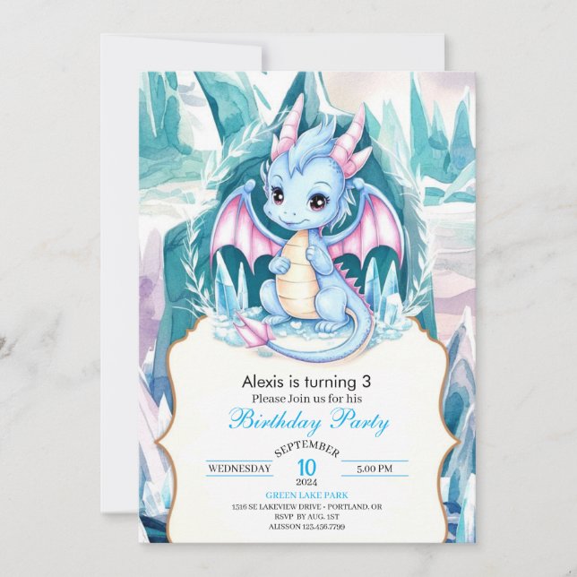 Invitation Anniversaire du dragon lunaire pour enfants (Devant)
