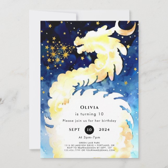 Invitation Anniversaire du dragon mystique enchanté (Devant)