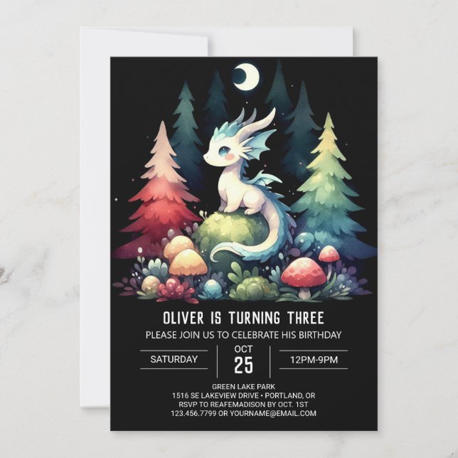 Invitation Anniversaire du dragon sur mesure (Devant)