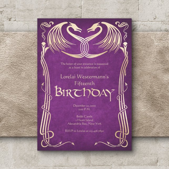 Invitation Anniversaire du dragon viking celtique (Créateur téléchargé)