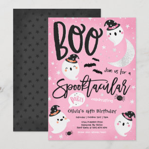 Invitation Anniversaire du fantôme rose de Halloween Spooktac