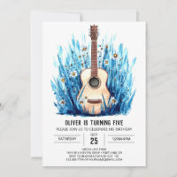 Anniversaire du garçon de guitare acoustique impri