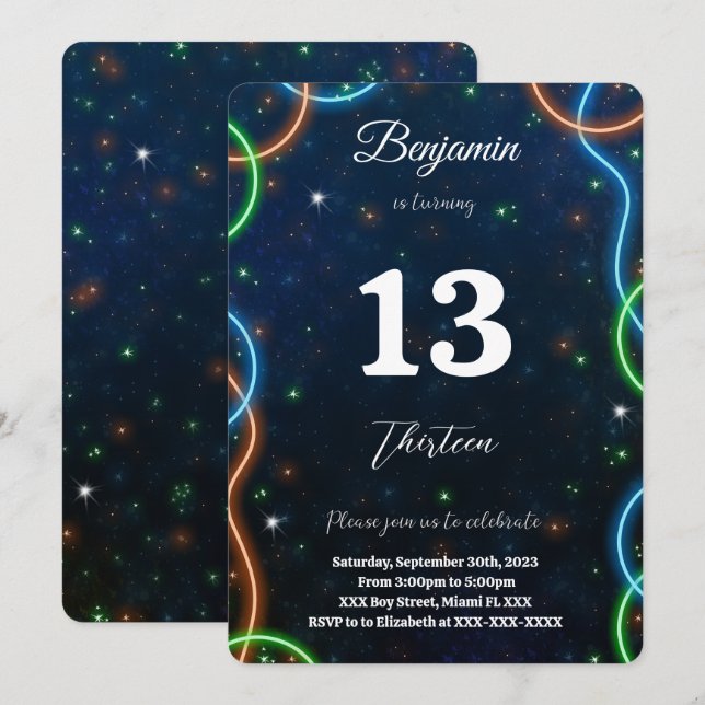 Invitation Anniversaire du garçon modifiable (Devant / Derrière)