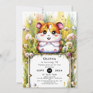 Invitation Anniversaire du Hamster à l'aquarelle