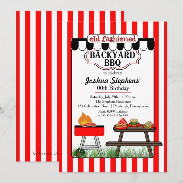Invitation Anniversaire du Jardin BBQ (Devant / Derrière)