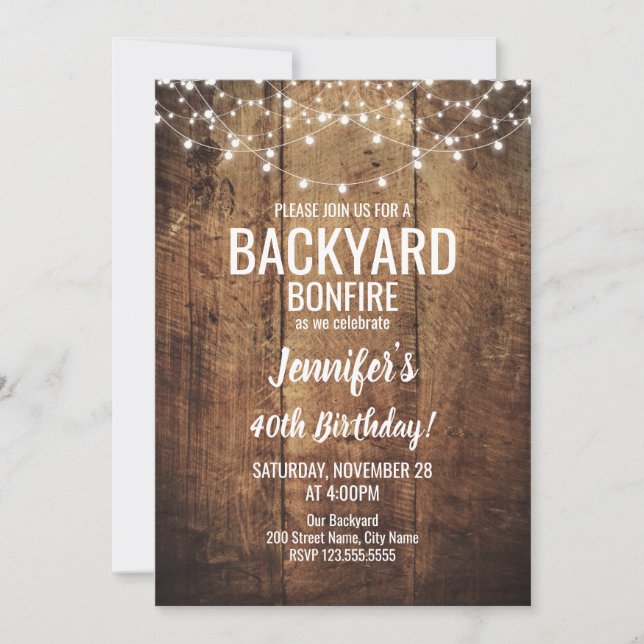 Invitation Anniversaire du Jardin Bonfire (Devant)