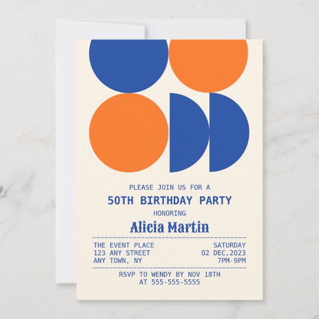 Invitation Anniversaire du Lait Motif géométrique circulaire  (Devant)