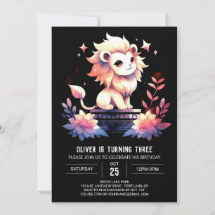 Invitation Anniversaire du lion amusant