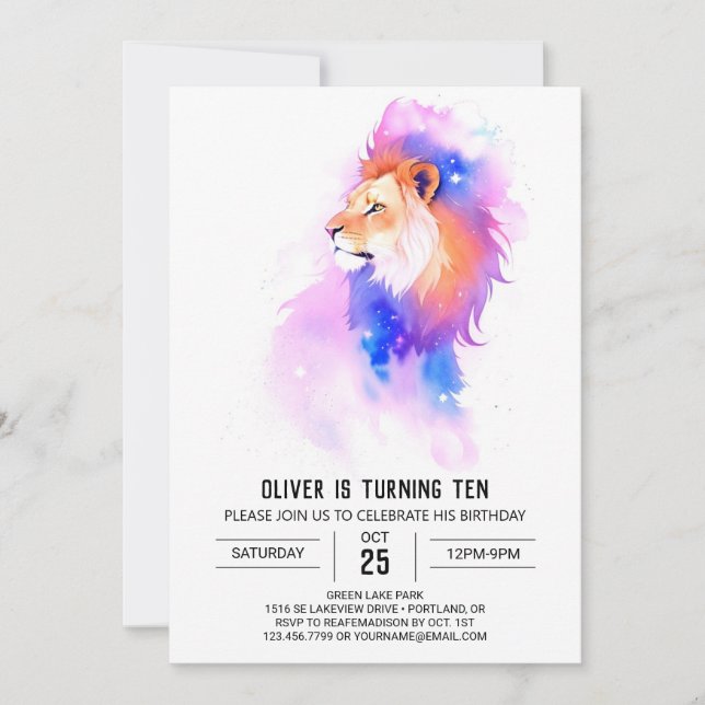 Invitation Anniversaire du lion Boho (Devant)