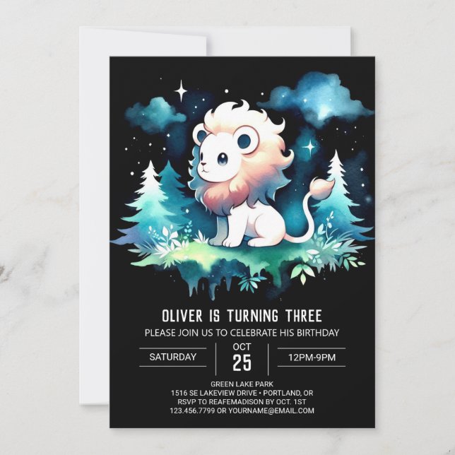 Invitation Anniversaire du lion boho enchanté (Devant)