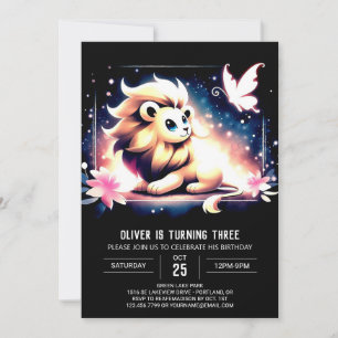 Invitation Anniversaire du lion boho enchanté