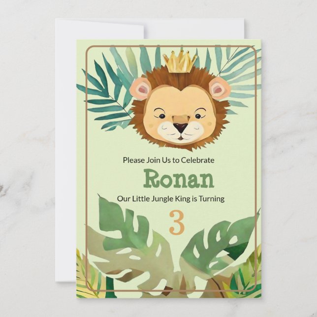 Invitation Anniversaire du lion de la Petite Jungle (Devant)