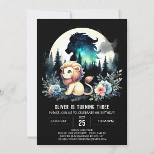 Invitation Anniversaire du lion de petite aquarelle