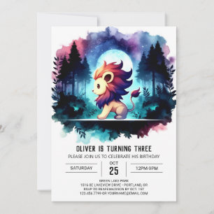Invitation Anniversaire du lion minimaliste de Boho