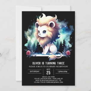 Invitation Anniversaire du Lion Pastel Personnalisé