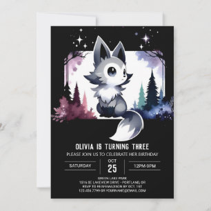 Invitation Anniversaire du loup blanc mignon