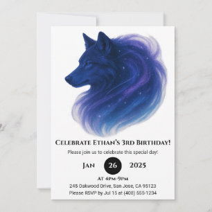 Invitation Anniversaire du loup bleu céleste