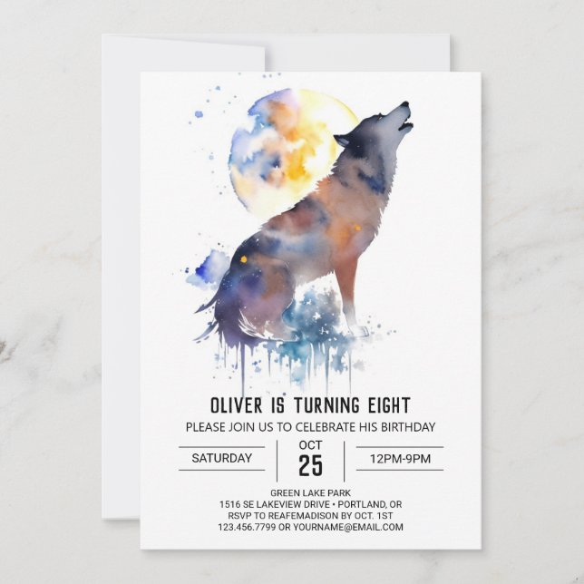 Invitation Anniversaire du loup de bois enchanté (Devant)