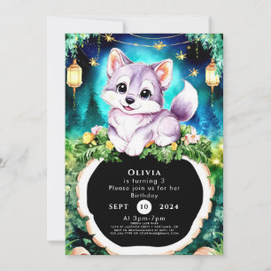 Invitation Anniversaire du loup de charme simple Boho